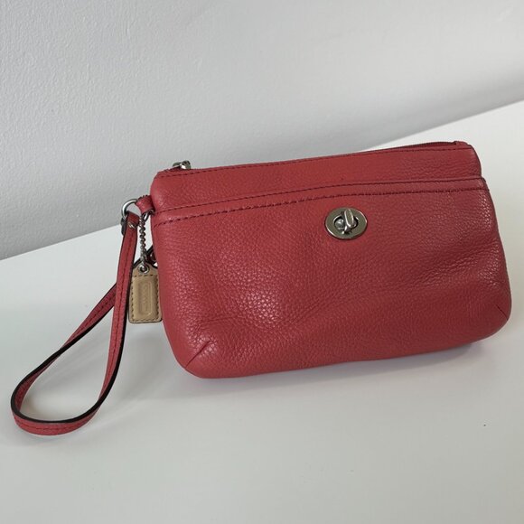 Coach F49472 Park Leather Medium Wristlet – Sienna Coral - Picture 1 of 9